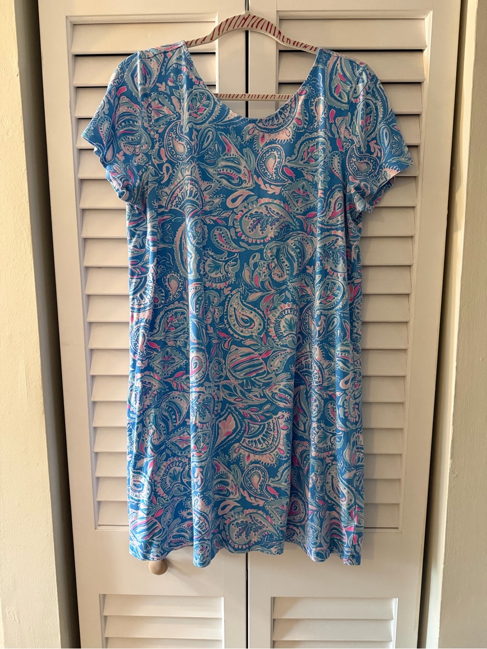 Lilly Pulitzer Kimi XL Blue Paisley Short-Sleeve Swing Dress